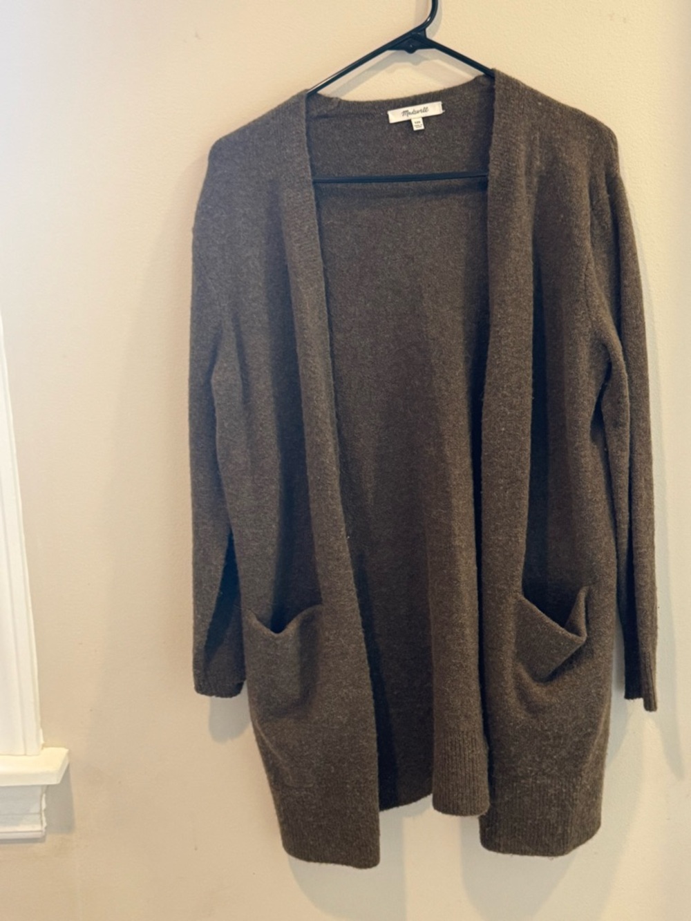 Madewell Open-Front Pocket Cardigan in Olive Green